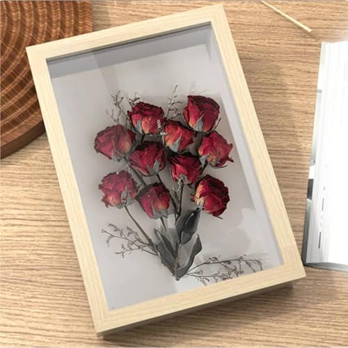 Marco tipo shadow box multicolor con caja de madera 3D para flores secas de 8" 6