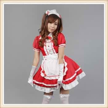 新品 未使用 ハロウィン レディース コスプレ メイド服 チェック 赤 mサイズ Brightlele ハロウィン コスプレ 仮装 メイド服 メイド