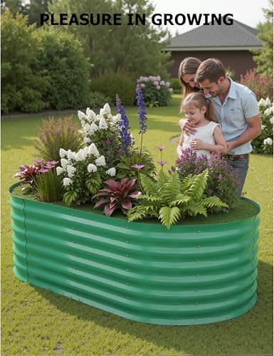 GarveeHome 6x3x2ft Raised Garden Bed,Galvanized Raised Planter Boxes Outdoor with Easy Assembly, Large Garden Bed for Vegetables, Fruits, Flower,Raised Garden Bed,Green
