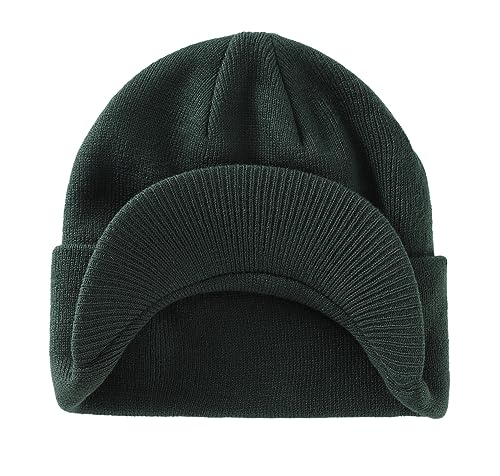 Image of Home Prefer Men's Winter Beanie Hat with Brim Warm Double Knit Cuff Beanie Cap Watch Radar Hat