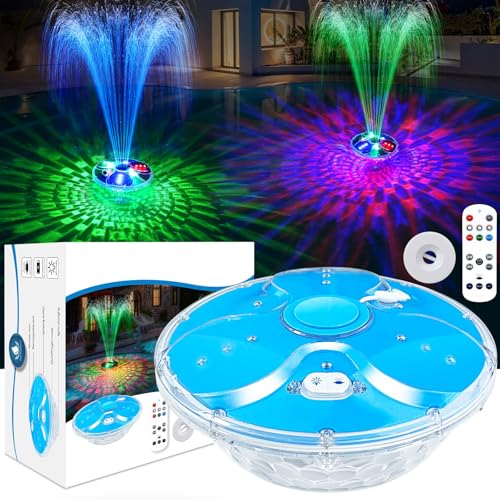 Upgraded Pool Fountain with Remote 2026 Floating Pool Fountain with Lights Above Ground Pool Water Fountains Pump with Anchor Swimming Pool Fountains for Inground Pool-1PC(Blue)