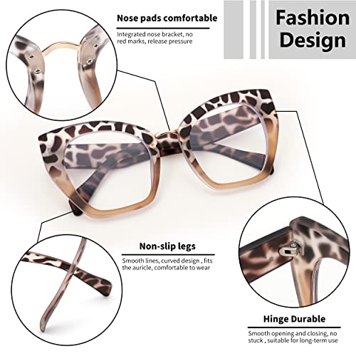 Image of FEISEDY Oversized Blue Light Blocking Glasses Retro Cateye Computer Glasses for Women B4107
