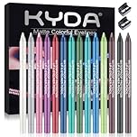 Ownest 14 Colors Eye Shadows Eyeliner Pen Set, Metallic Eyeliner Pencil Glitter Eye Liner for Women Eye Liner Professional Eye Makeup Set Colorful Eye Color