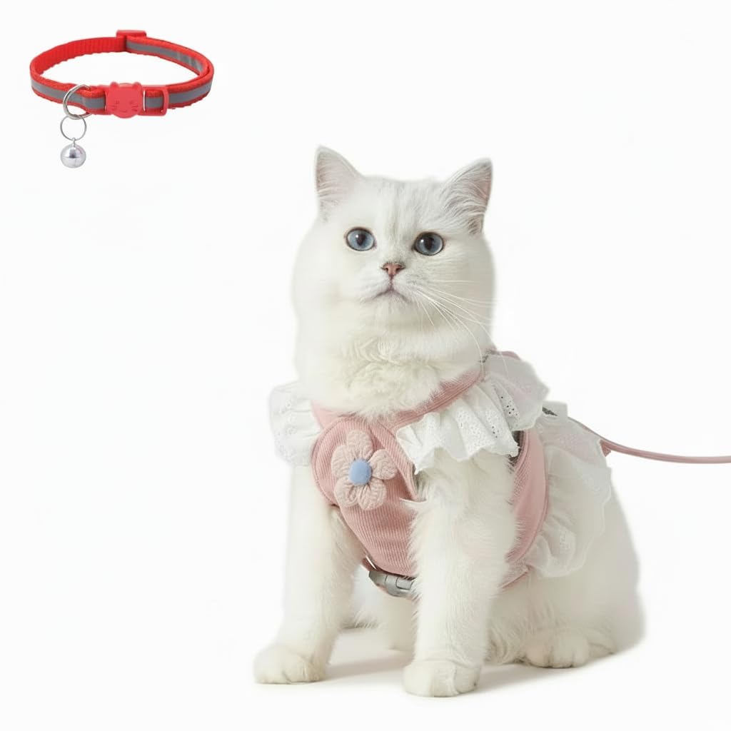 Amazon | 猫用ハーネス 抜けない設計 軽量ベスト型 リード付き 犬猫