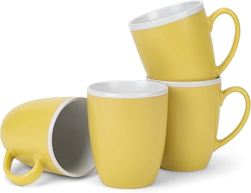 Miniatura 7 de Elanze Designs Juego de 4 tazas de cerámica mate de 16 onzas con interior blanco y morado