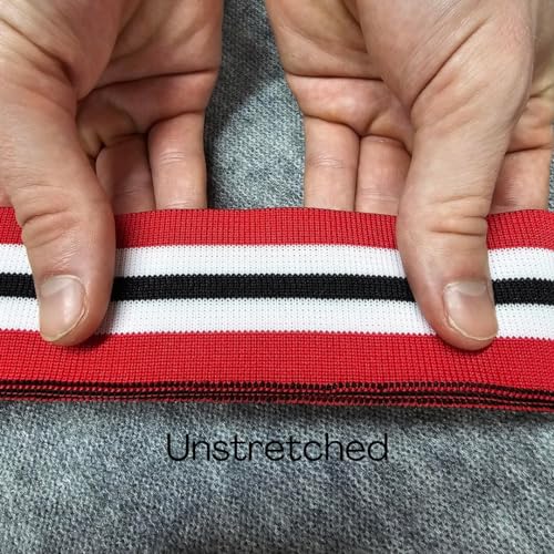 Knit Rib Cuff & Neck Trim Stretch Striped Ribbing, Revamp Old or for New Garments Cut and Sew,8 Styles, Sports Feel 100% Polyester Trimming, 1 Piece [N1: Black/White Stripe, Width 2.5cms]
