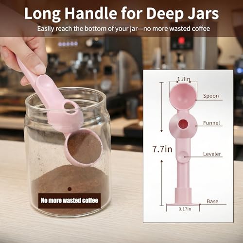 Image of 2 Pcs Coffee Scoop with Funnel for Reusable K Cup, 2 TBSP Measuring Spoon | Mess-Free Funnel Design, Sliding Leveler for Precise 2 TBSP, Long Handle for Ground Coffee, Protein Powder & Tea