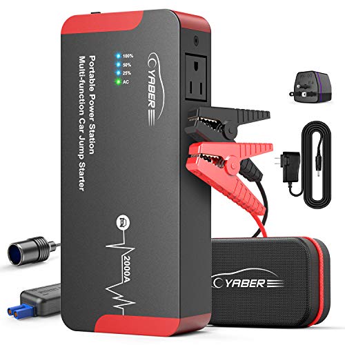 Jump Starter, YABER 2000A Peak 22000mAH 100W Portable AC Jump Starter Car Battery