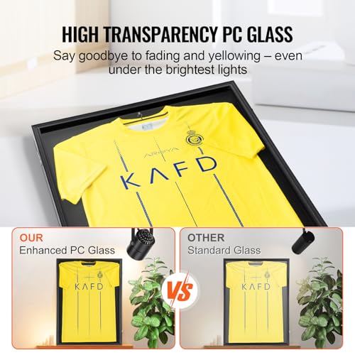 VEVOR 2PCs Jersey Display Frame Case, 23.3x31.2x1.5 in, Large Lockable Sport Jersey Shadow Box with 98% UV Protection PC Glass and Hangers, for Baseball Basketball Football Hockey Shirt and Uniform by VEVOR - Image 5