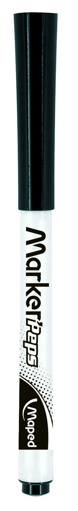 Maped - 12 pisaków suchościeralnych Marker'Peps - Łupek i białe tablice - Markery nietrwałe - Średnia końcówka 1,5 mm - Czarny