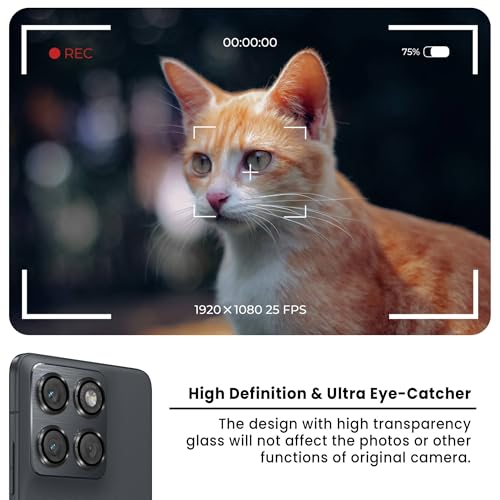 Image of FIRST MART Black Camera Ring Guard Protector for Motorola Edge 70 | Tempered Glass with Metal Alloy Rings, HD Clear, Scratch Resistant, Case-Friendly | Pack of 1