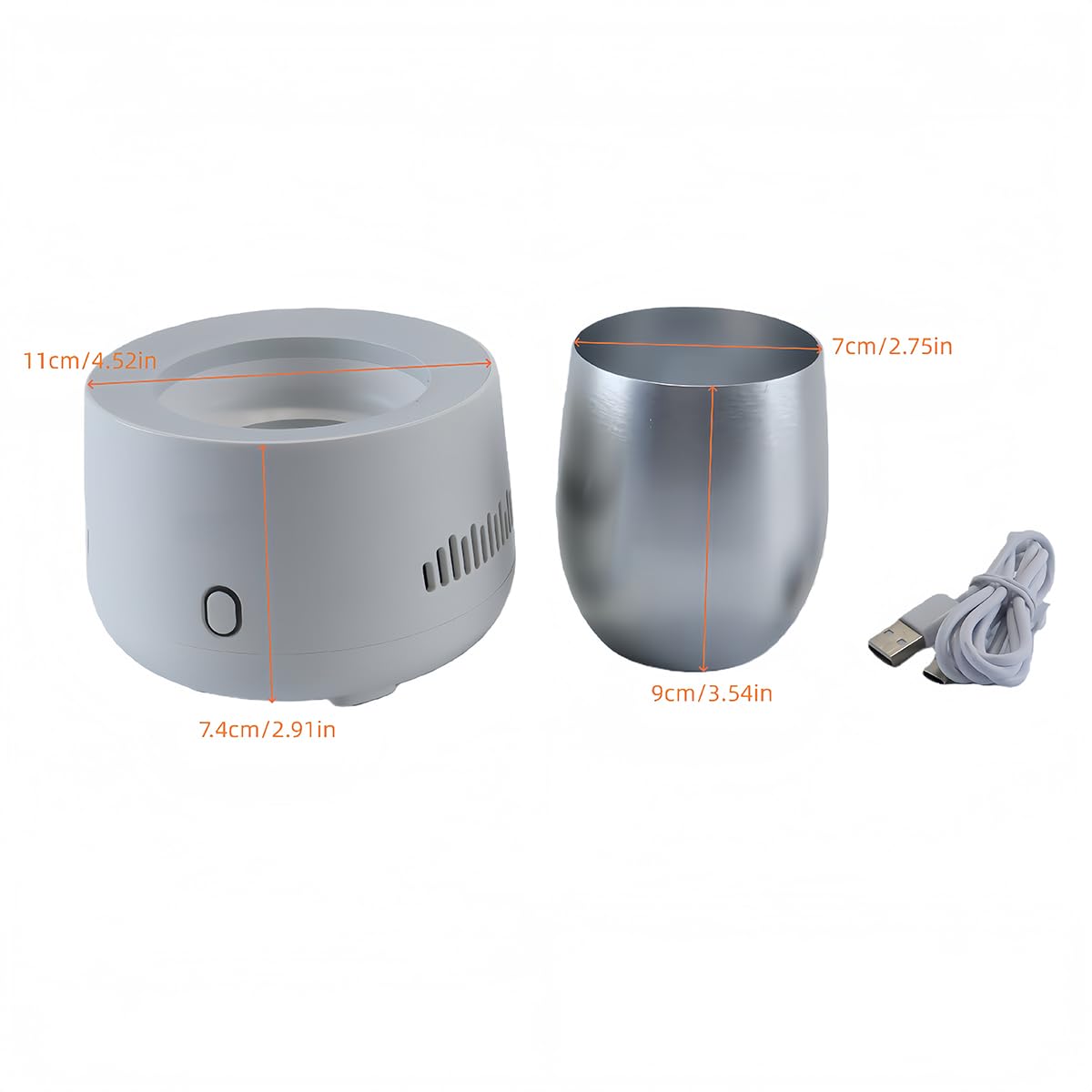 Tazza refrigerante Mood Light, refrigeratore per bevande con coperchio isolato, tazza refrigerante 2 in 1, refrigeratore elettrico per bevande per birra, caffè, succhi e yogurt - Bianco