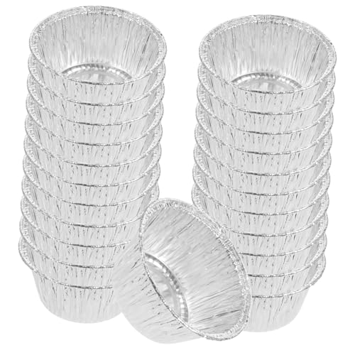 VALICLUD 100個使い捨てアルミホイルエッグタルト型 耐油耐熱丸型マフィンカップ 製菓用多目的ベーキングカップ オーブン冷凍対応均一加熱設