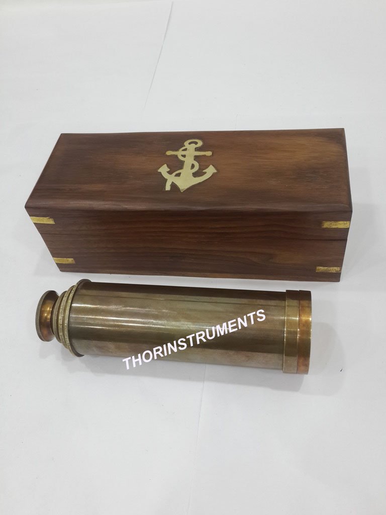 Vintage Nautical Telescope Antique Pirate Spyglass Collectible Marine with Box Rustic Vintage Home Decor Gifts