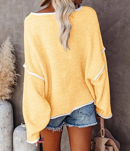 Image of SALENT Women's Casual Oversized Sweaters Loose Soft Chunky Knit Long Batwing Sleeve Pullover Sweater Outfit Sweatshirts Tops