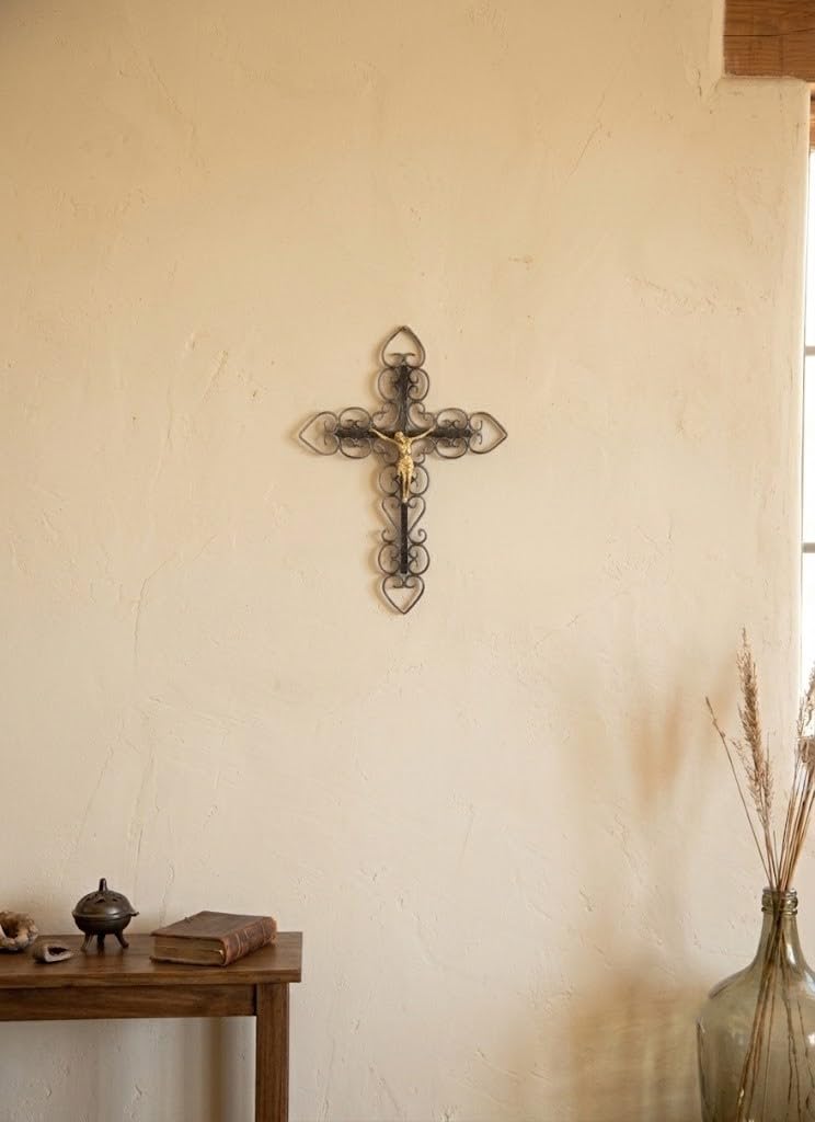 Crocifisso da parete in ferro battuto lavorato a Mano Cristo Gesù
