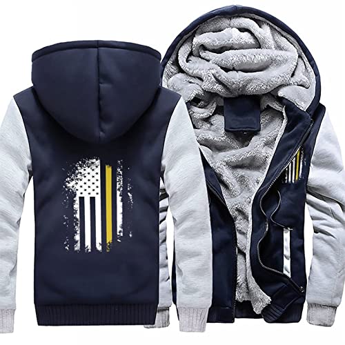 BAIKUTOUAN Vintage 911 Dispatcher Thin Gold Line Flag Men's Hoodies Full Zip Hooded Sweatshirt Warm Thick Coats Jackets3