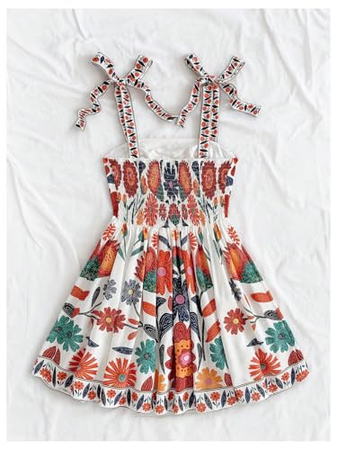 Image of Floerns Women's Summer Floral Print Tie Shoulder Cami Dress Flare Hem Boho Mini Dress