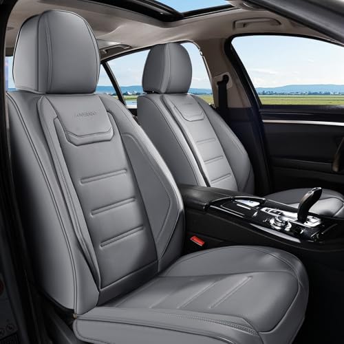 Image of Coverado Car Seat Covers, Front Covers for Cars, Car Seat Cover Front Seats, Car Seat Protector Waterproof, Leather Car Seat Cushion, Universal Interior Covers Seat Protectors for Most Cars Gray