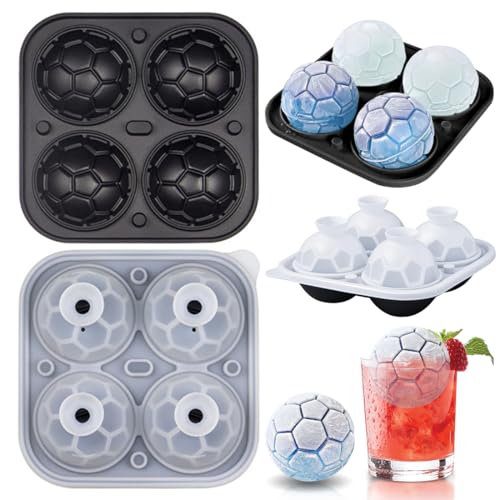 Silikon Eiswürfelform Fußball, Eiswürfelschale für Eiswürfel DIY Zubehör, Eiswürfelbehälter Ice Cube Tray Silikon Eiswür...
