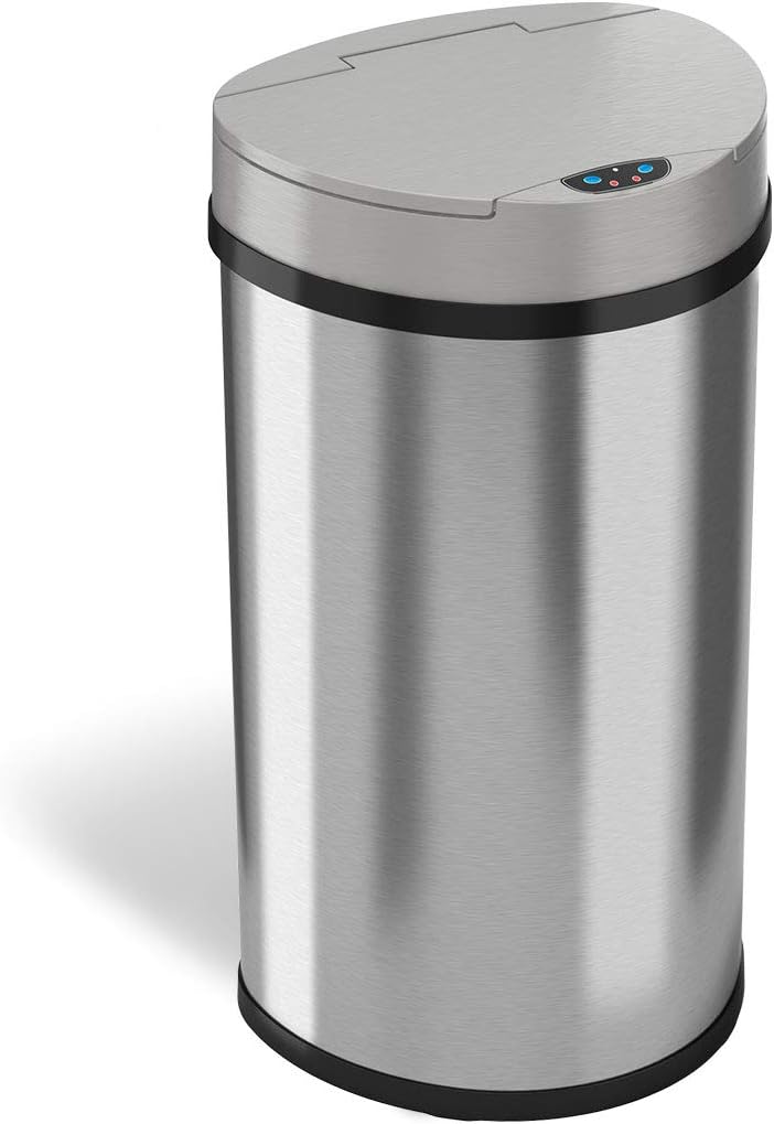 iTouchless SemiRound ExtraWide Opening Automatic Sensor Trash Can