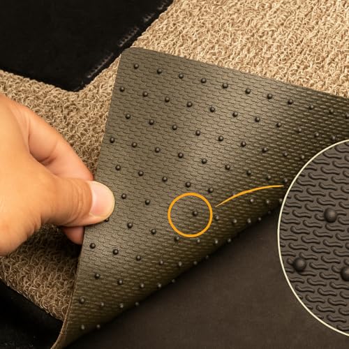 Image of CARNEST Premium Grass PVC Mats, 18mm Thickness, 100% Waterproof and Dustproof Car Floor Foot Mats, Universal Fit in All Cars, Compatible for (Honda City,Beige)