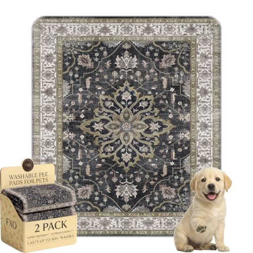 Image of Washable Pee Pads for Dogs,Great Urine Absorbent Reusable Puppy Training Pads,Waterproof,Leak-Proof & Non-Slip Potty Pads for Whelping,Crate,Playpen,Bed.(Black Floral,31 inchx36 inch)