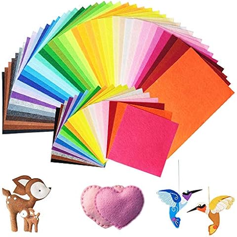 koitoy 60pcs Felt Fabric Sheets -Textile Fabrics DIY Craftwork, 40 Assorted Colors Used for Sewing and DIY Crafts,Christmas Ornament Crafts for Children Nonwoven (60pcs) Cover