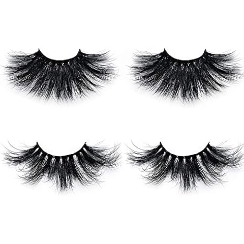 Huapan falsche Wimpern 25mm 3D Wimpern künstlicher Nerz künstliche Wimpern Luxus voll dramatisch individuell Wimpern in 2 Paare Cover
