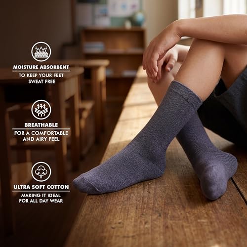 Image of Supersox Regular Length School Uniform Socks for Kids | Breathable Cotton | Anti-Odour & Moisture Absorbent | Durable Welt for All-Day Comfort | Grey Colour | Pack of 5
