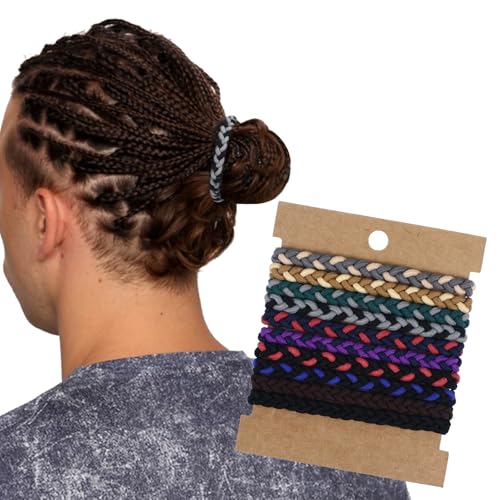 Nogeqi 10 Pcs Braided Hair Ties for Men No Damage,Elastic Bracelet...