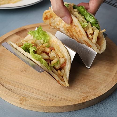 Porta Taco - Set di 6 supporti per tacos in acciaio inox con maniglia, ogni porta può contenere fino a 2 tacos, adatto per forno, griglia e lavastoviglie (set di 6)