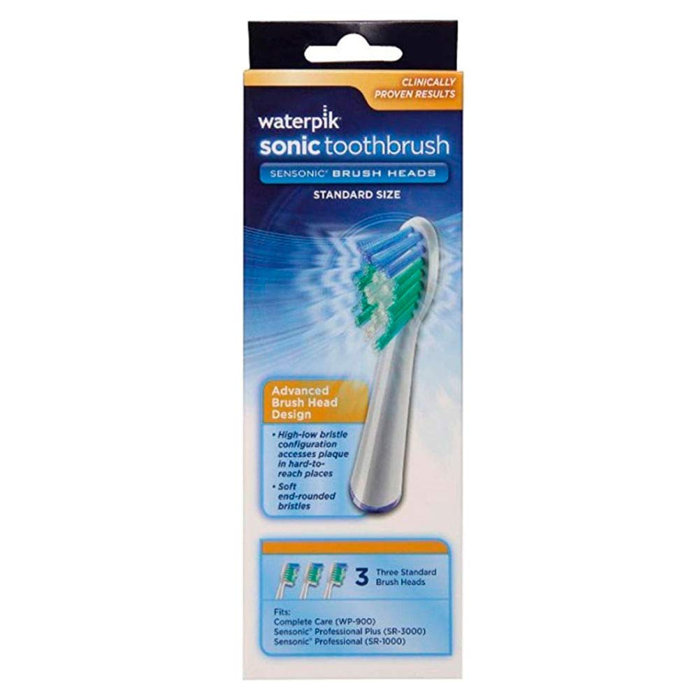 Waterpik Compact Brush Heads, Replacement Slim Toothbrush Heads for Sensonic and Complete Care, Pack of 3 (SRSB-3E), Small/Petite