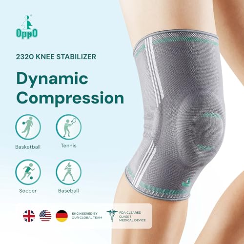 OPPO 2320 Knee Compression Sleeve with Gel Pad & Side Stabilizers - Knee Pads for Muscle Strain, MCL, LCL Sprains, and Patellofemoral Pain Relief for Elderly (Gray, Medium, 1 Pack) by OPPO - Image 7