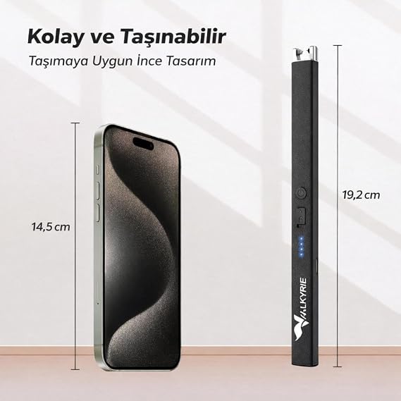Valkyrie USB Şarjlı Elektrikli Arc Çakmak | Mum İçin | Gazsız | Rüzgar Kırıcı | Çift Emniyetli | Siyah Renk