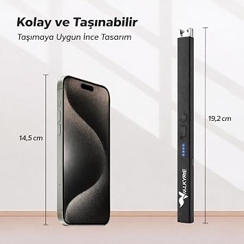Valkyrie USB Şarjlı Elektrikli Arc Çakmak | Mum İçin | Gazsız | Rüzgar Kırıcı | Çift Emniyetli | Siyah Renk