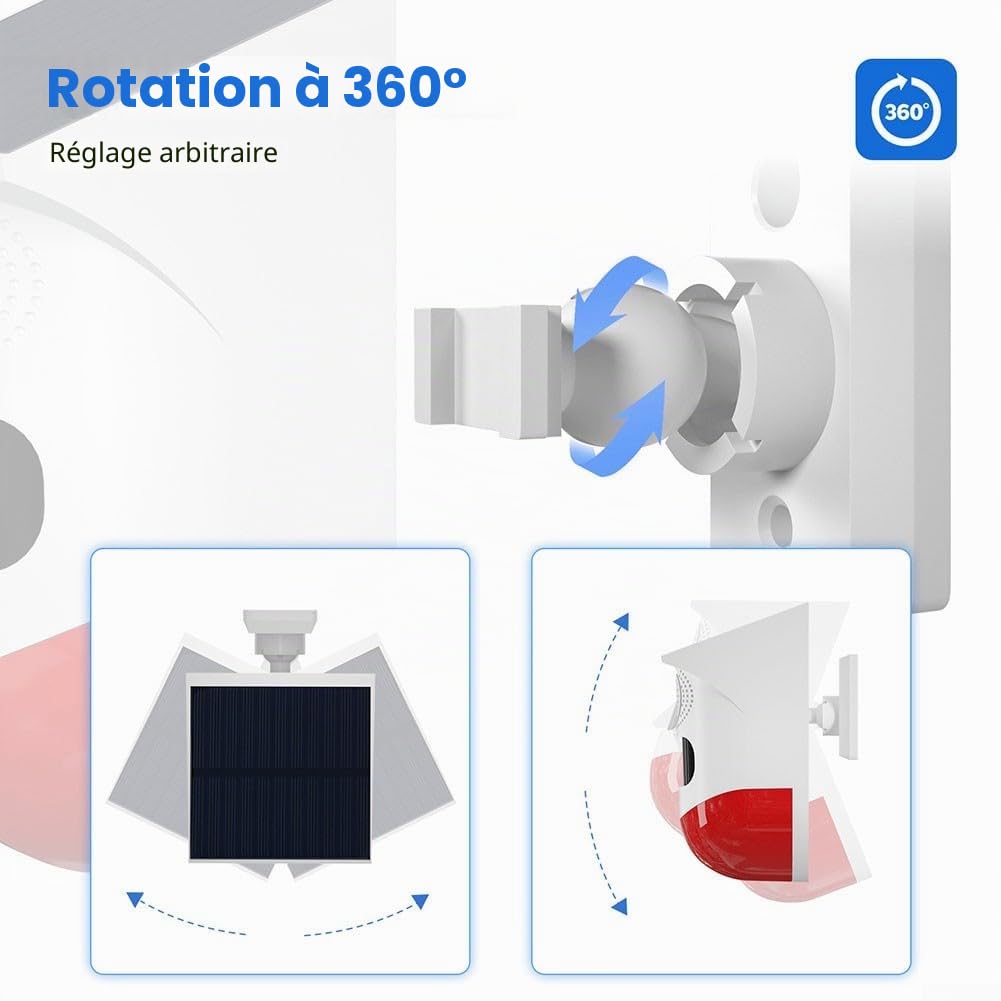 pour Tuya - Système de sécurité domestique - Détecteur de mouvement WiFi - Avec surveillance à distance - Alarme extérieure résistante aux intempéries - 120 dB - 24 heures - 4 modes