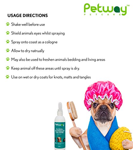 Petway Petcare Floral Detangler Cologne for Dogs, Detangling and Dematting Spray with Deodorizing Qualities for Added Shine and Luster to The Coat, Dog Grooming Detangler Conditioner Spray, 250ml Petway Petcare Floral Detangler Cologne for Dogs, Detangling and Dematting Spray with Deodorizing Qualities for Added Shine and Luster to The Coat, Dog Grooming Detangler Conditioner Spray, 250ml