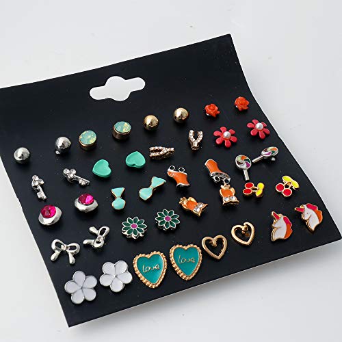 Newitin 52 Pairs Colorful Cute Stud Earrings For Girls Hypoallergenic Earrings Stainless Steel Earrings For Girls And Women #TOP2