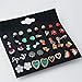 NEWITIN 52 Pairs Colorful Cute Stud Earrings for Girls Hypoallergenic Earrings Stainless Steel Earrings for Girls and Women