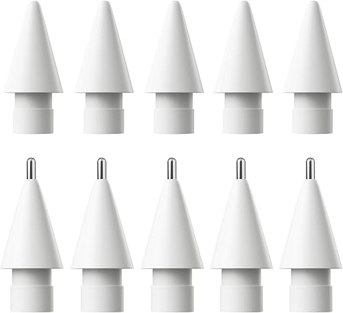 Paquete de 5 puntas de lápiz de repuesto + 5 puntas de lápiz de aguja de metal de repuesto para Apple iPad Pencil de 1 generación y 2 generación con