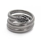 [silver KYASYA]スネークバングル 316L素材 蛇が腕に巻き付く ワイド 蛇 太幅 太め 安心のステンレス製 腕輪 ブレスレット(シルバー)