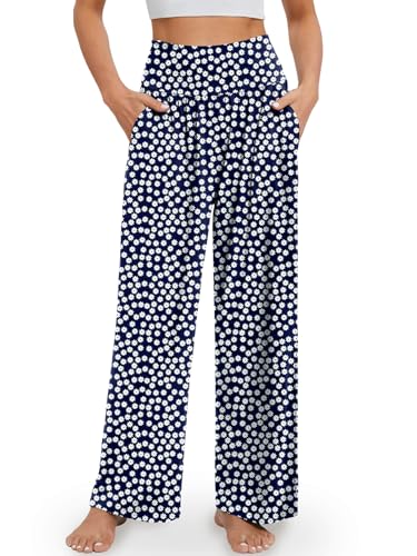 Image of Gracyoga Wide Leg Yoga Pants for Women Casual Loose Cozy Sweatpants High Waisted Lounge Pajama Flowy Pants With Pockets