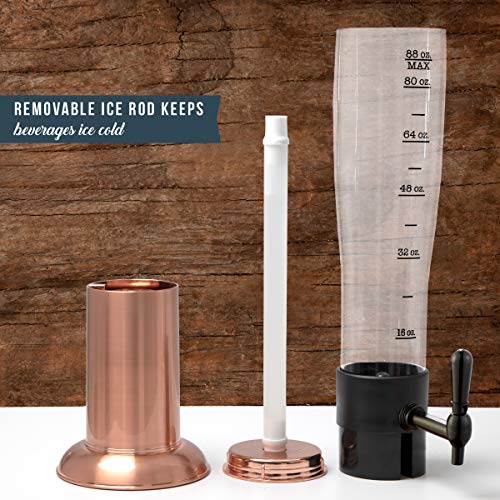Hammer + Axe Beer Tower Drink Dispenser With Pro-Pour Tap And Freeze Tube To Keep Beverages Ice Cold, Perfect For Parties And Gameday, Home Bar Accessories, 2.75 Qt./2.6 L, Copper Finish, Holiday Gift #TOP4