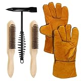 5Pcs Welding Hammer Slag Removal Tool- Chipping Hammer with Coil Spring Handle 10.5'', 2pc Wire Brush 1 Pair of Leather Welding Gloves for Removing Slag and Residue