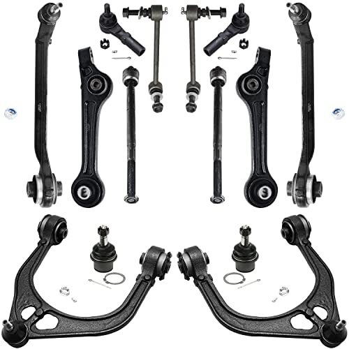 Image of Detroit Axle - RWD Front End Control Arms Kit for 11-14 Chrysler 300 Dodge Challenger Charger, Control Arms Tie Rods Sway Bars Lower Ball Joints 2011 2012 2013 2014 Replacement - 14pc Set