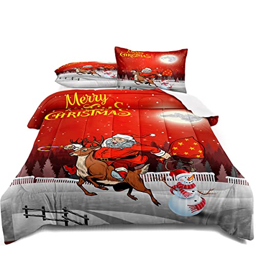 Weihnachts-Bettwäsche-Sets für Teenager, Jungen, Mädchen, Kindergeschenk, Schneemann-Bettwäsche-Set, Doppelgröße, Weihnachtsdekoration des Schlafzimmers (Weihnachten16 Twin) Cover