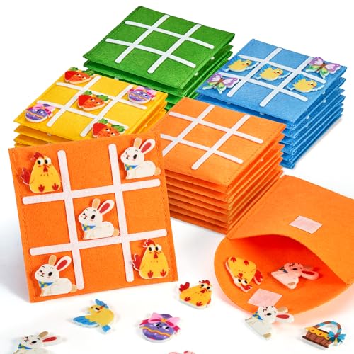 Image of JoyCat 30 Pack Easter Tic Tac Toe Party Favors, Felt Travel Games