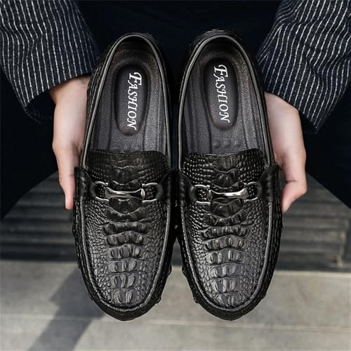Men's Penny Loafers Moccasin Driving Shoes Fashion Crocodile Printed Slip on Flats Boat Shoes for Male3