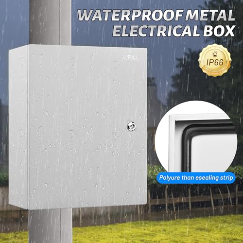 Steel Electrical Junction Box, 20 x 16 x 8 Waterproof & Dustproof Electrical Enclosure, Outdoor & Indoor Universal Project Box with Lock & Mounting Plate